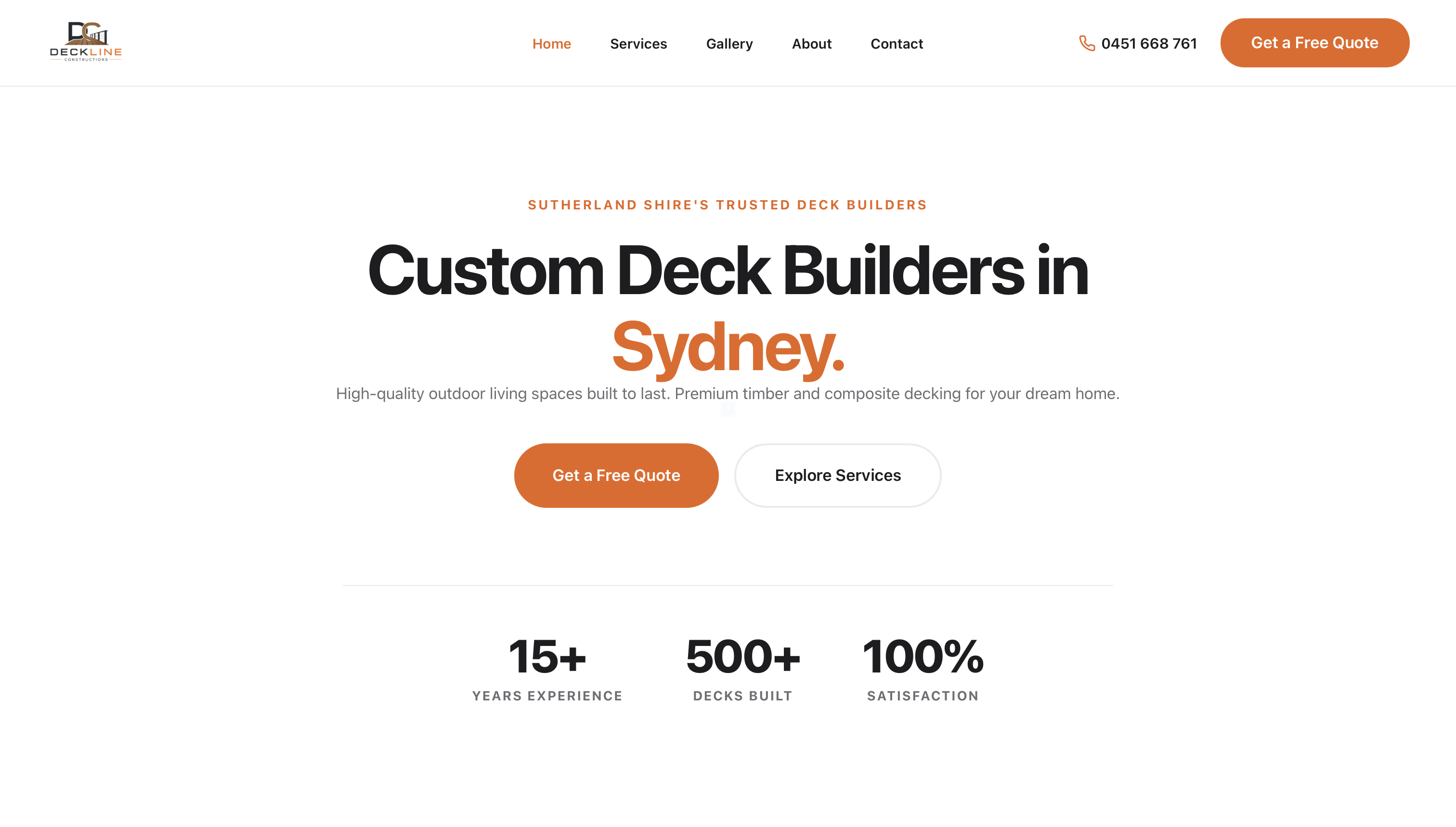 Deckline Constructions website